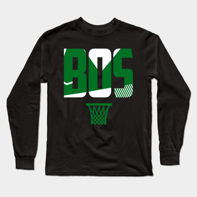 Throwback Boston Basketball Long Sleeve T-Shirt by funandgames